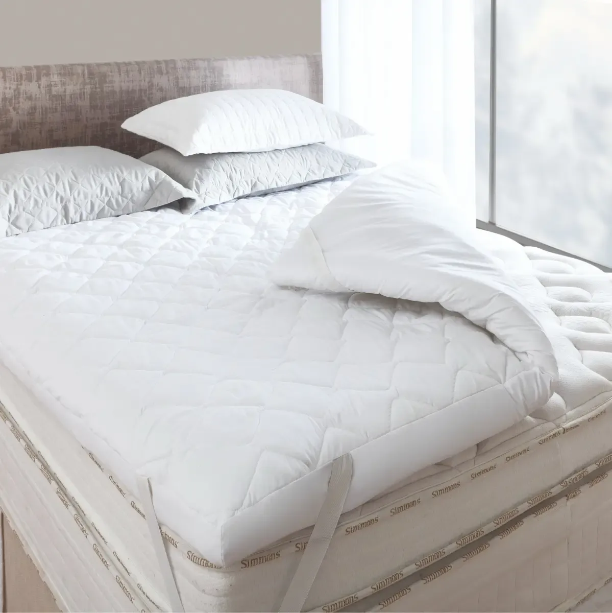 Casa W Premium Pillow Top Protector Casal Branco