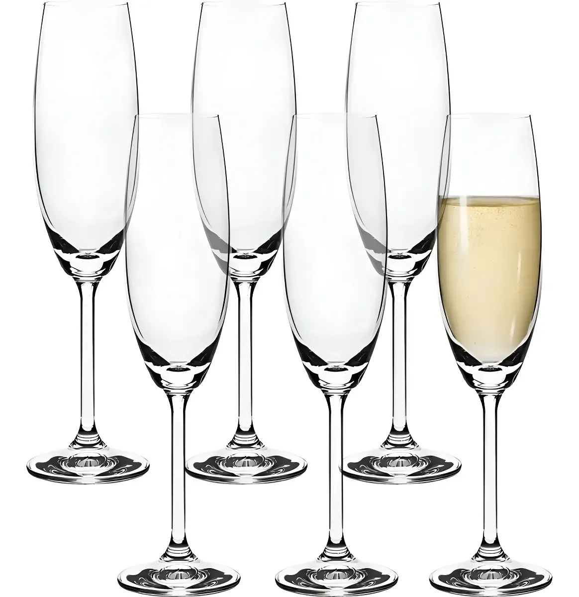 Taça Champanhe Cristal — Jogo 6 Peças